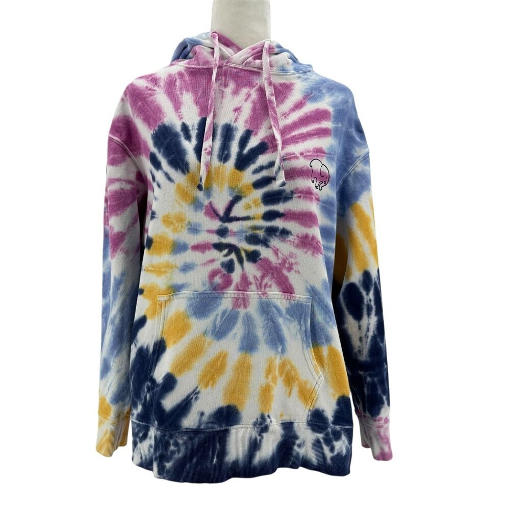 ivory Ella Womens Small Hoodie Tie Dye Elephant Logo Multicolor Sweatshirt